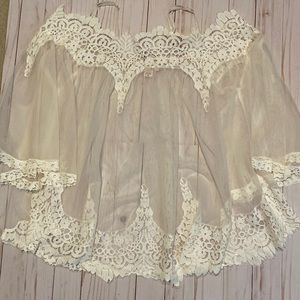 Victoria’s Secret sheer baby doll top w lace